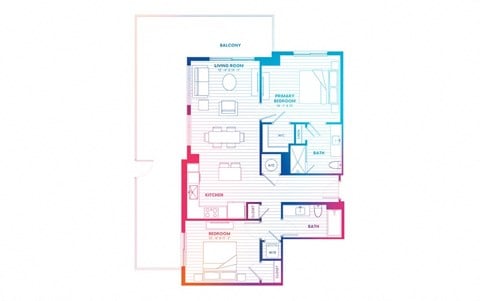 Floor plan for 2 beds, 2 baths, 1080 sqft